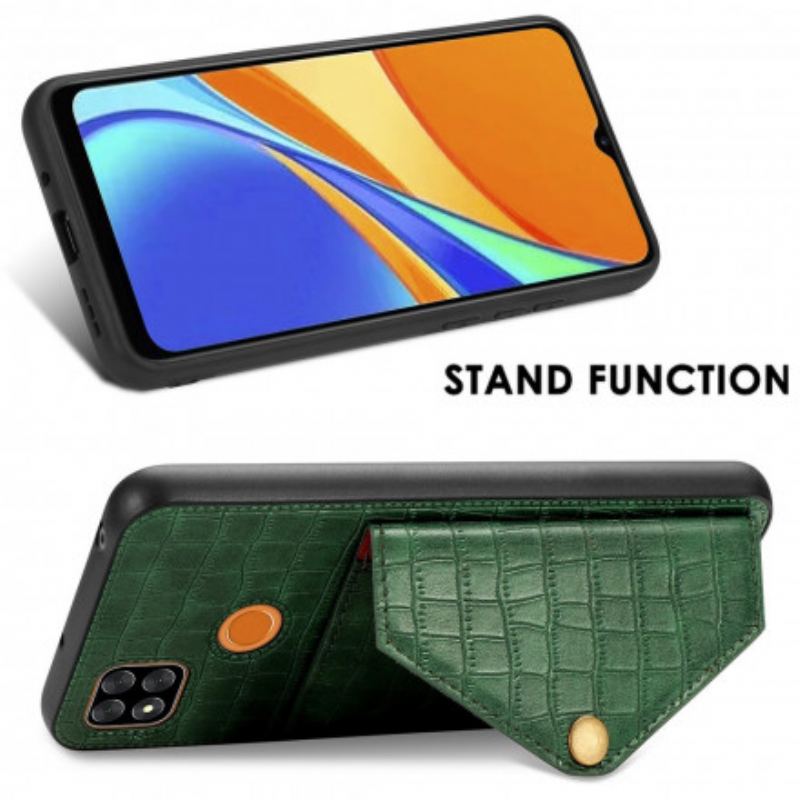 Coque Xiaomi Redmi 9C Crocodile Porte-Cartes et Support