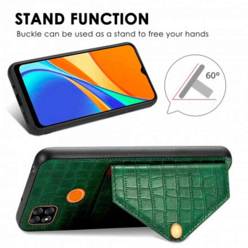 Coque Xiaomi Redmi 9C Crocodile Porte-Cartes et Support