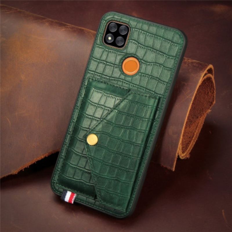 Coque Xiaomi Redmi 9C Crocodile Porte-Cartes et Support