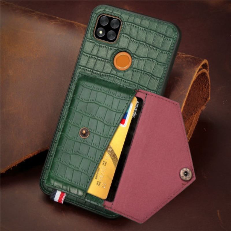 Coque Xiaomi Redmi 9C Crocodile Porte-Cartes et Support