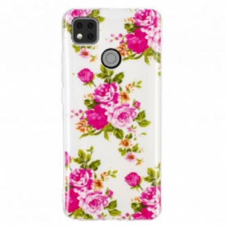 Coque Xiaomi Redmi 9C Fleurs Liberty Fluorescente