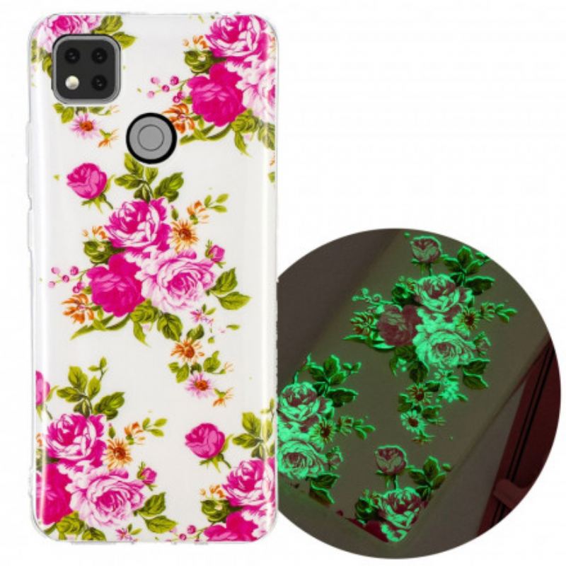 Coque Xiaomi Redmi 9C Fleurs Liberty Fluorescente