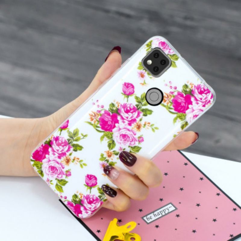 Coque Xiaomi Redmi 9C Fleurs Liberty Fluorescente