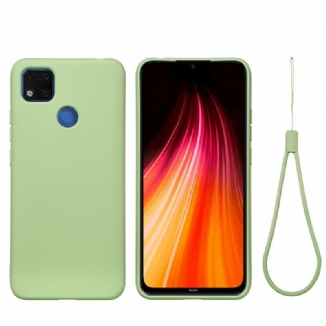 Coque Xiaomi Redmi 9C Silicone Liquide Avec Lanière