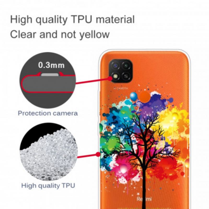 Coque Xiaomi Redmi 9C Transparente Arbre Aquarelle