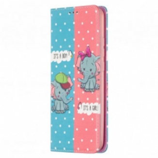 Flip Cover Xiaomi Redmi 9C Bébés Éléphants