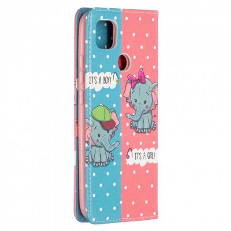 Flip Cover Xiaomi Redmi 9C Bébés Éléphants