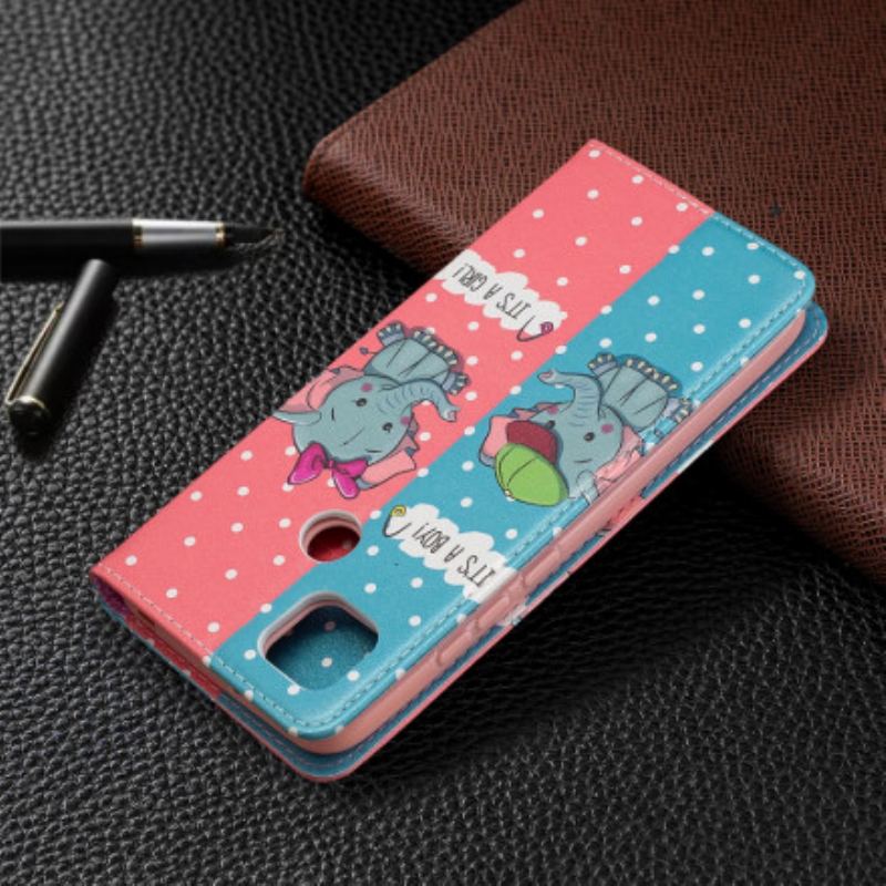 Flip Cover Xiaomi Redmi 9C Bébés Éléphants