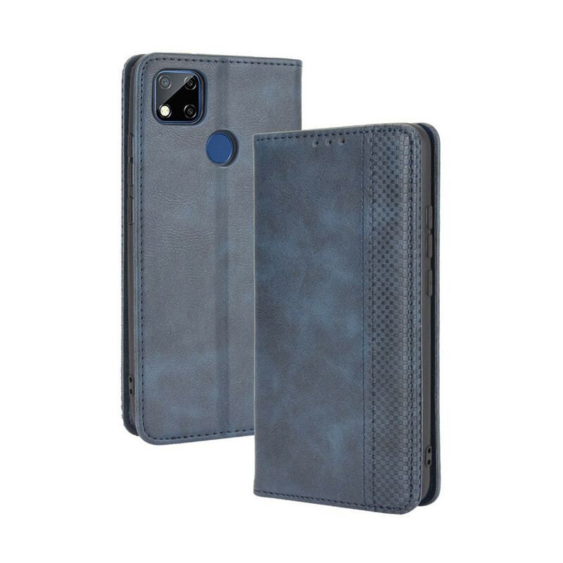 Flip Cover Xiaomi Redmi 9C Effet Cuir Vintage Stylisé