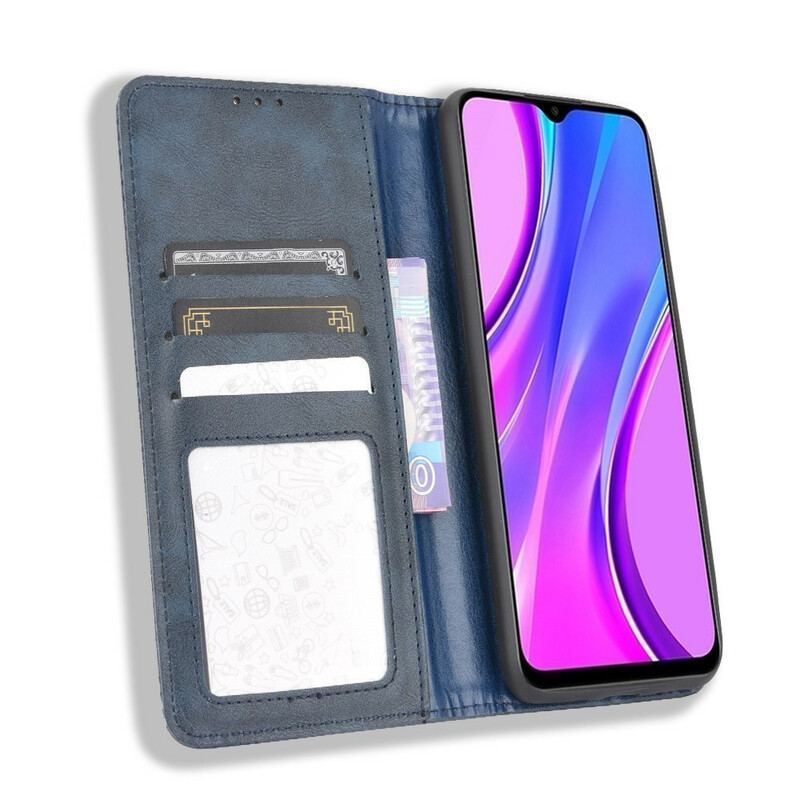 Flip Cover Xiaomi Redmi 9C Effet Cuir Vintage Stylisé