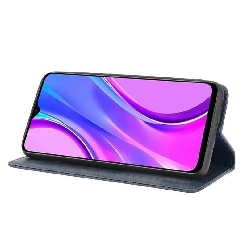 Flip Cover Xiaomi Redmi 9C Effet Cuir Vintage Stylisé