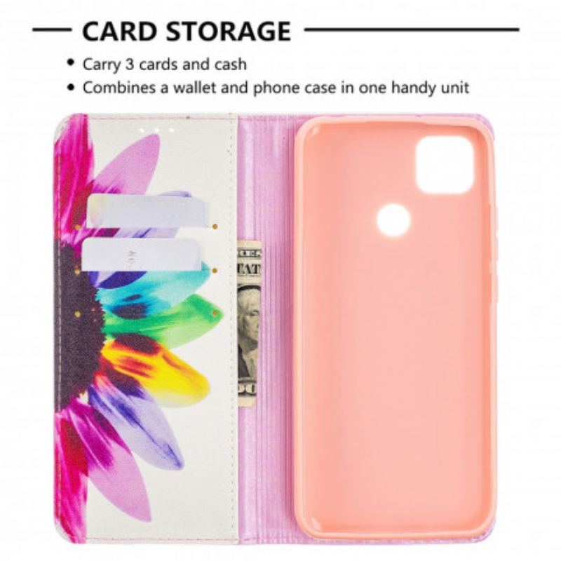 Flip Cover Xiaomi Redmi 9C Fleur Aquarelle