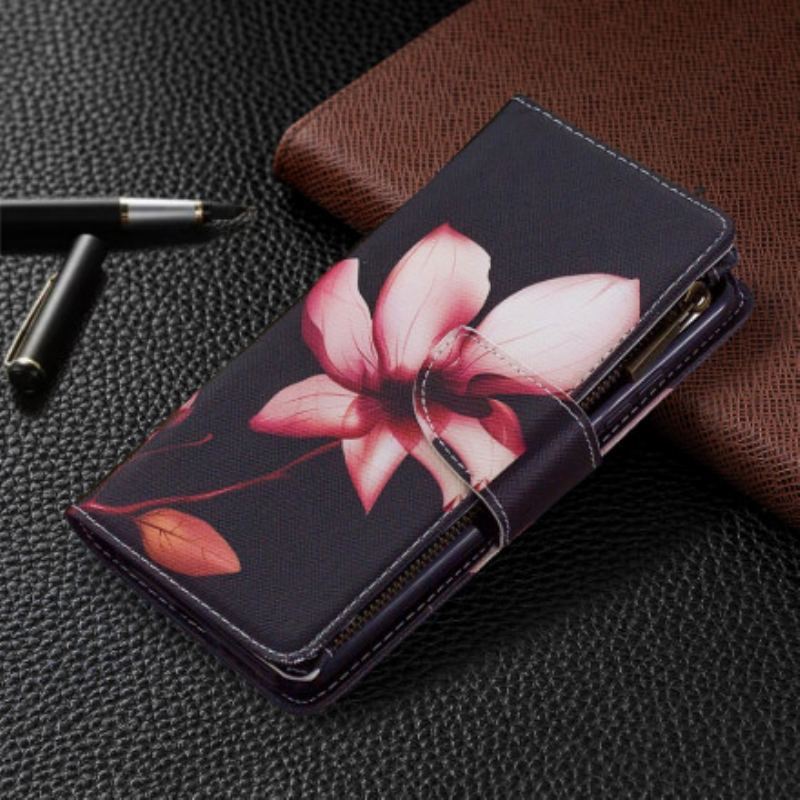 Housse Xaiomi Redmi 9C Poche Zippée Fleur