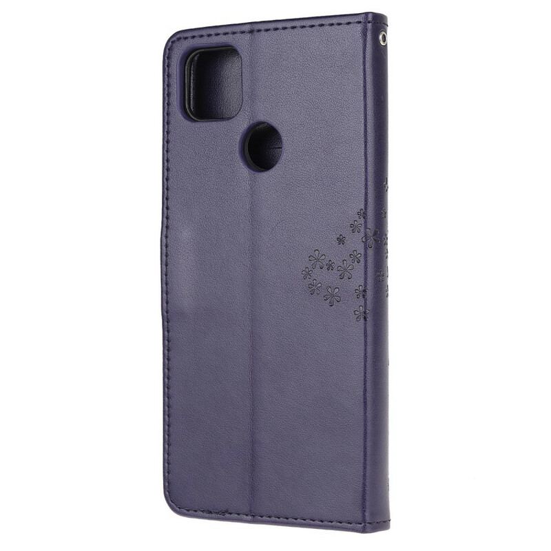 Housse Xiaomi Redmi 9C Arbre et Hiboux à Lanière