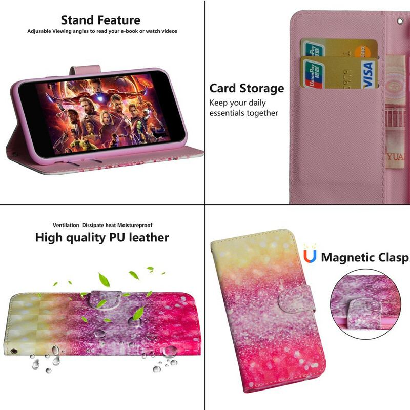 Housse Xiaomi Redmi 9C Dégradé Paillettes Magenta