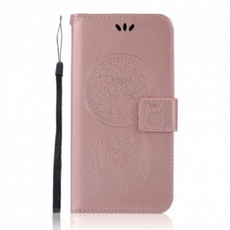 Housse Xiaomi Redmi 9C Effet Cuir Attrape Rêves Hibou