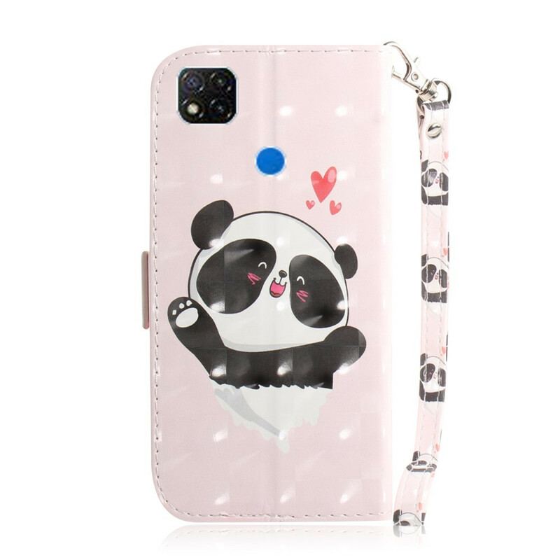 Housse Xiaomi Redmi 9C Panda Love à Lanière