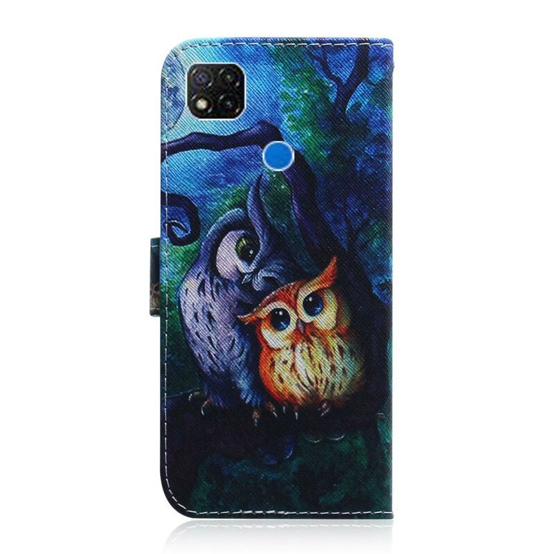 Housse Xiaomi Redmi 9C Peinture de Hiboux