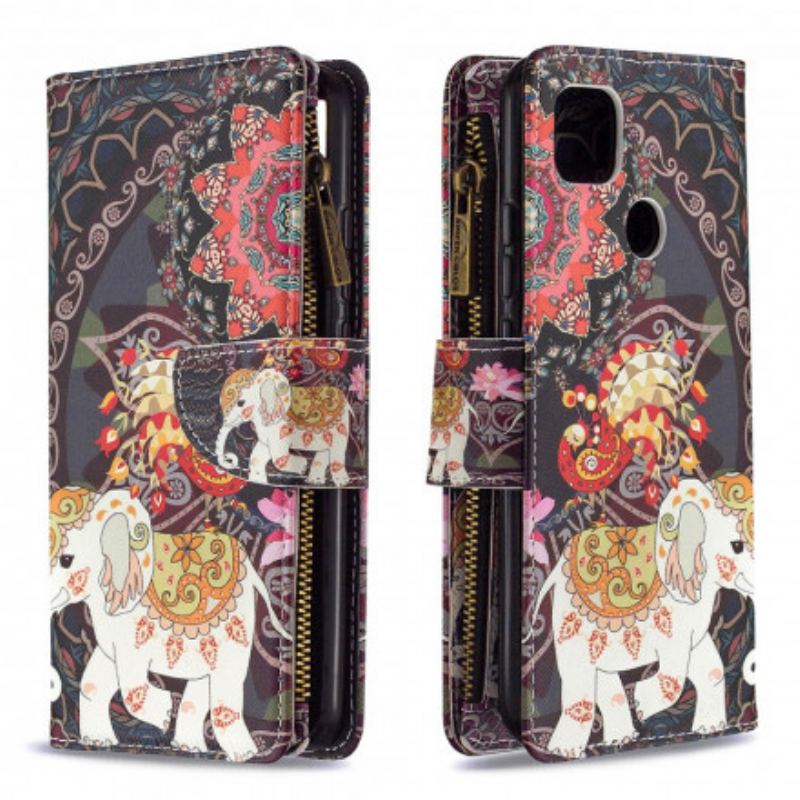 Housse Xiaomi Redmi 9C Poche Zippée Éléphant