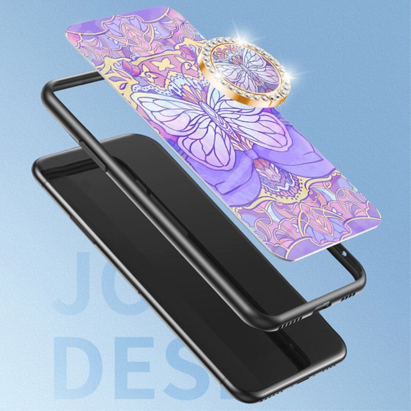 Coque Realme 12 Pro 5G / 12 Pro Plus 5G Verre Trempé Anneau-Support Série Papillons