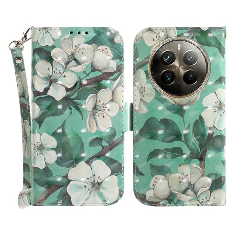 Housse Realme 12 Pro / 12 Pro Plus Fleurs Aquarelles à Lanière