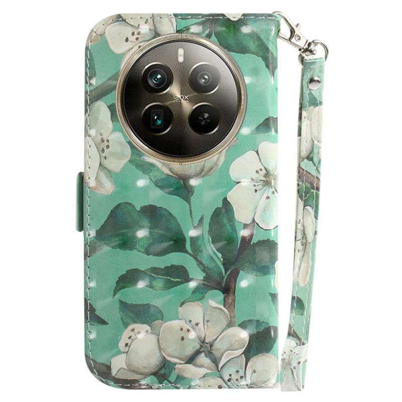 Housse Realme 12 Pro / 12 Pro Plus Fleurs Aquarelles à Lanière