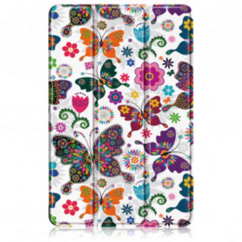 Smart Case Huawei MatePad Pro 12.6 (2021) Renforcée Papillons et Fleurs Rétros