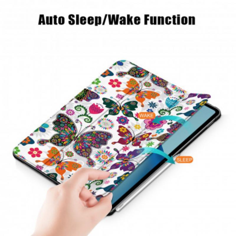 Smart Case Huawei MatePad Pro 12.6 (2021) Renforcée Papillons et Fleurs Rétros