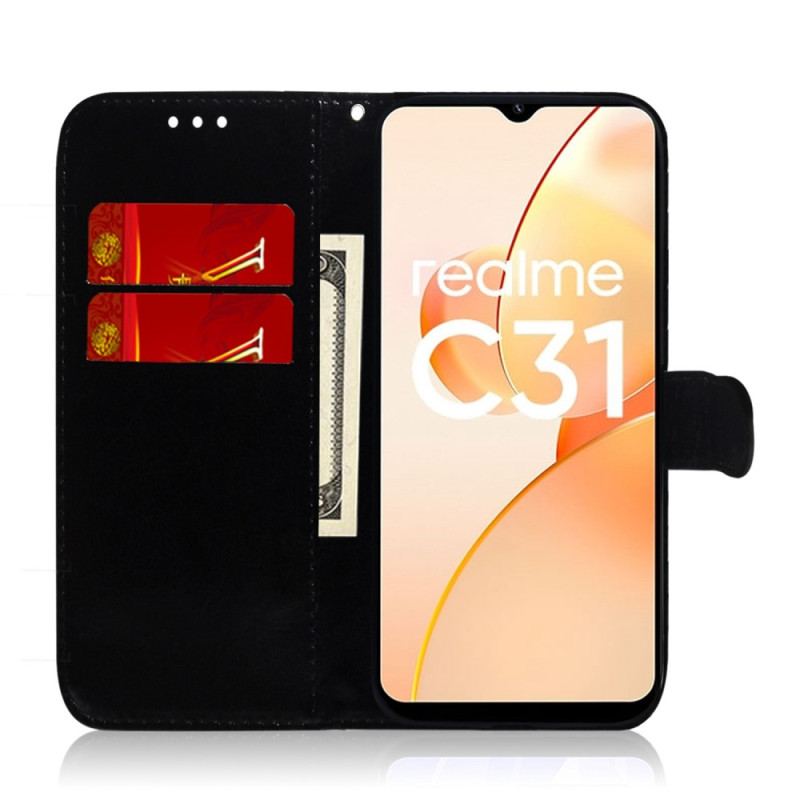 Housse Realme C31 en Simili Cuir avec Lanière