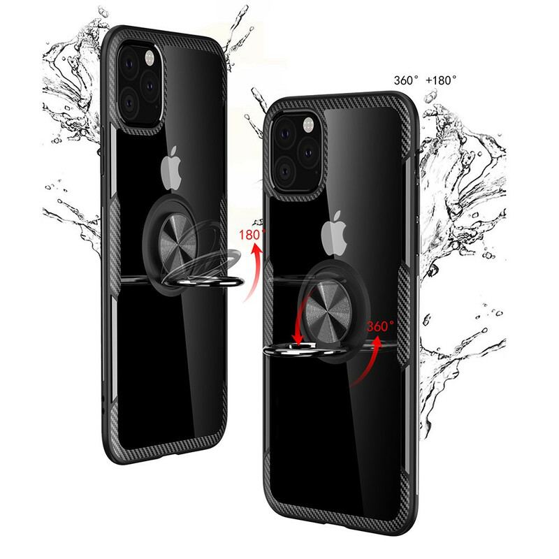 Coque iPhone 11 Pro Max Anneau-Support Rebords Effet Métal