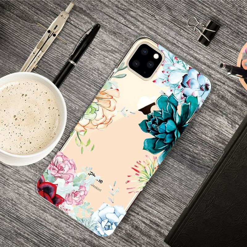 Coque iPhone 11 Pro Max Transparente Fleurs Aquarelle