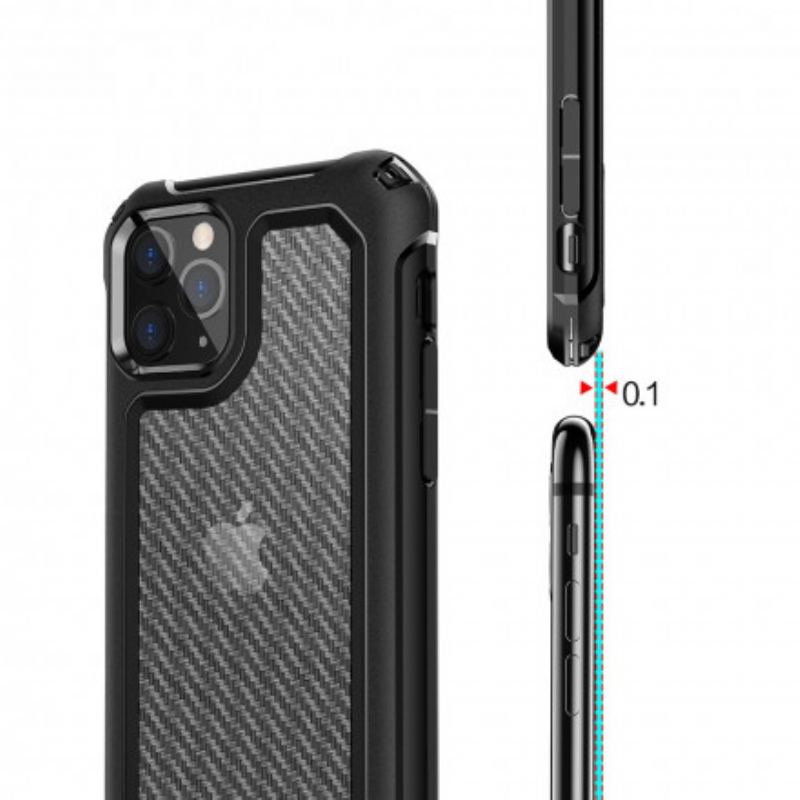 Coque iPhone 11 Pro Max Transparente Texture Fibre Carbone