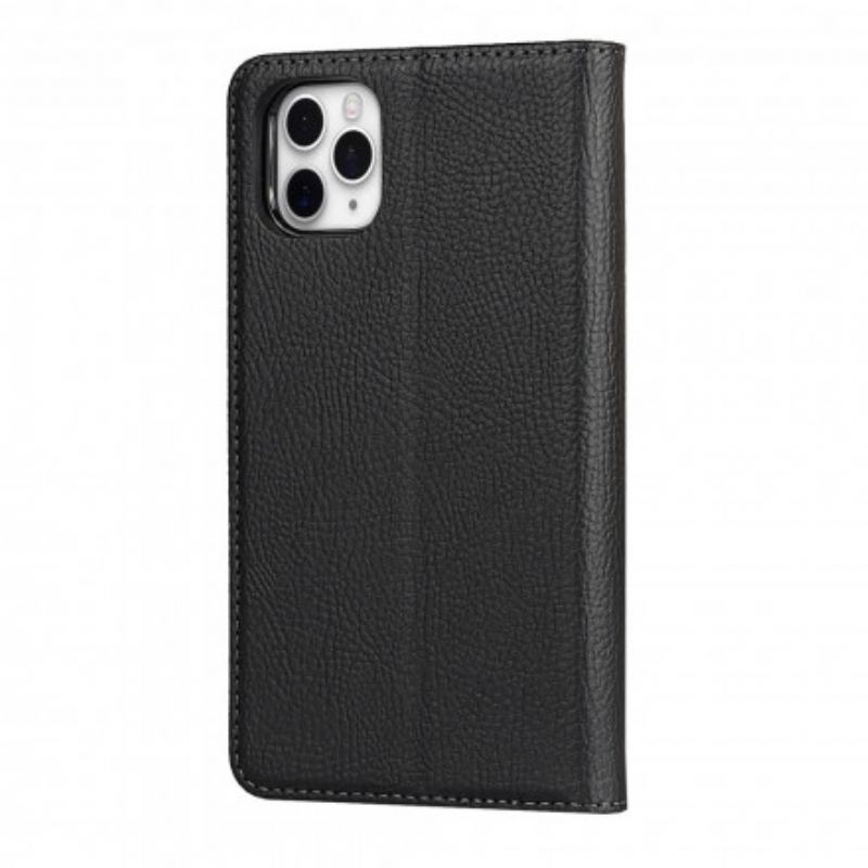 Flip Cover iPhone 11 Pro Max Cuir Litchi Véritable Coque Détachable