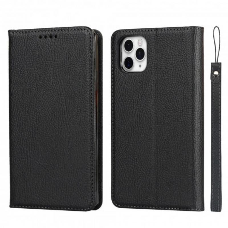 Flip Cover iPhone 11 Pro Max Cuir Litchi Véritable Coque Détachable