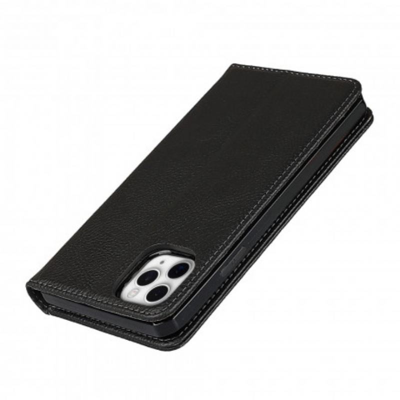 Flip Cover iPhone 11 Pro Max Cuir Litchi Véritable Coque Détachable