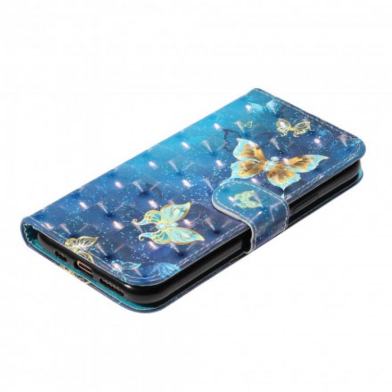 Housse iPhone 11 Pro Max Light Spot Papillons avec Lanière