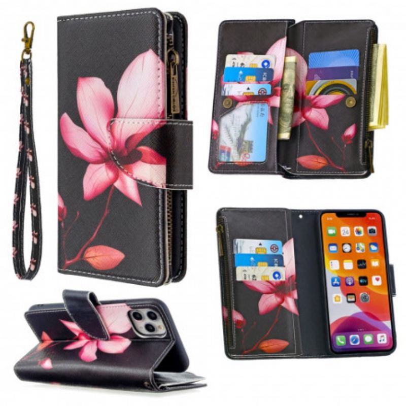 Housse iPhone 11 Pro Max Poche Zippée Fleur