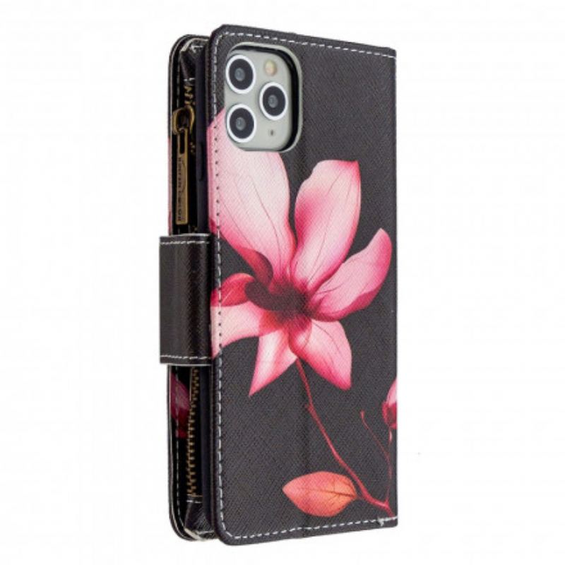 Housse iPhone 11 Pro Max Poche Zippée Fleur