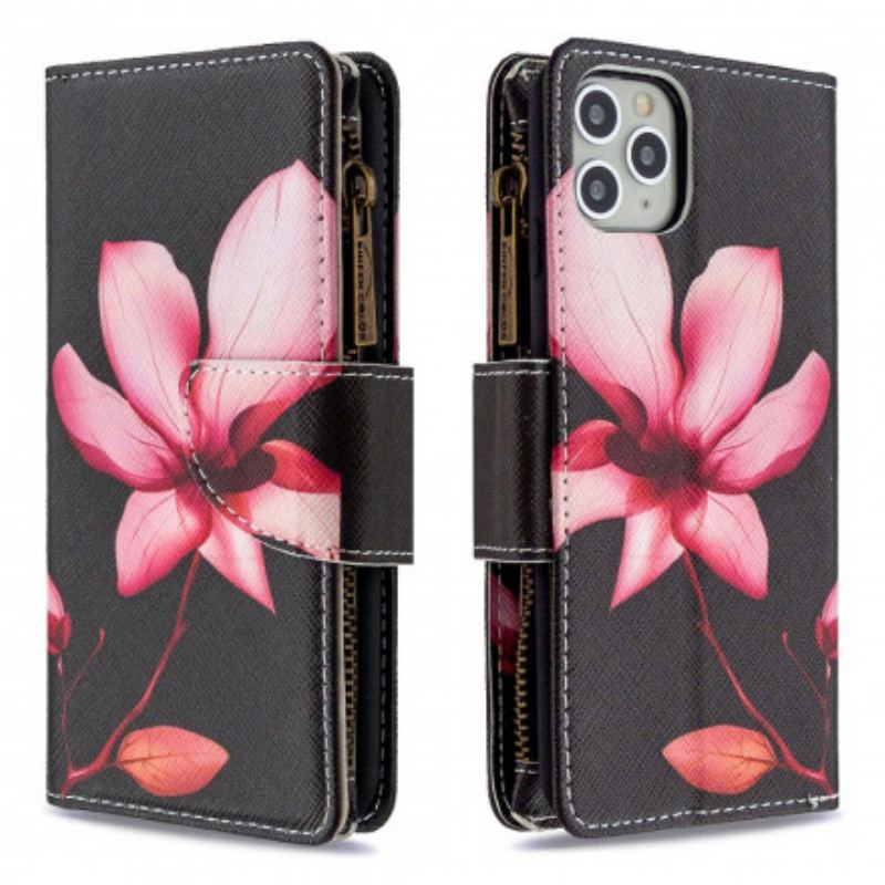 Housse iPhone 11 Pro Max Poche Zippée Fleur