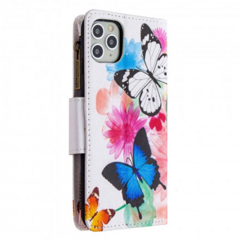 Housse iPhone 11 Pro Max Poche Zippée Papillons