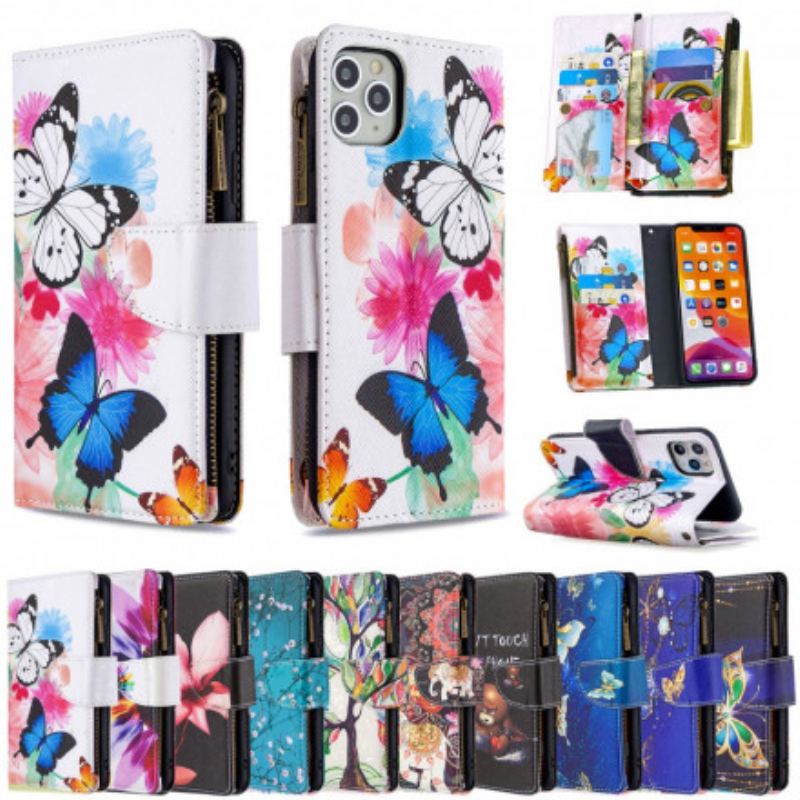 Housse iPhone 11 Pro Max Poche Zippée Papillons