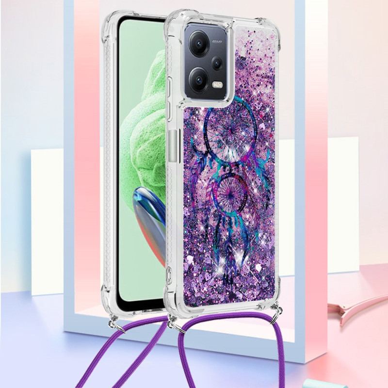 Coque Xiaomi Redmi Note 12/Poco X5 5G à Cordon Paillettes Attrape Rêves