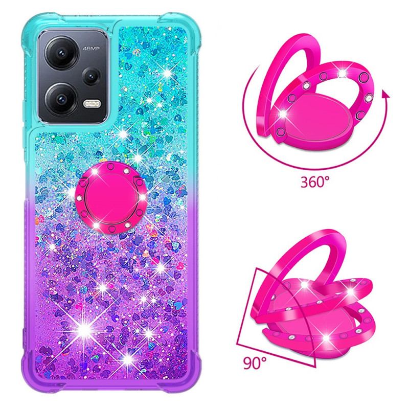 Coque Xiaomi Redmi Note 12/Poco X5 5G Paillettes Anneau-Support