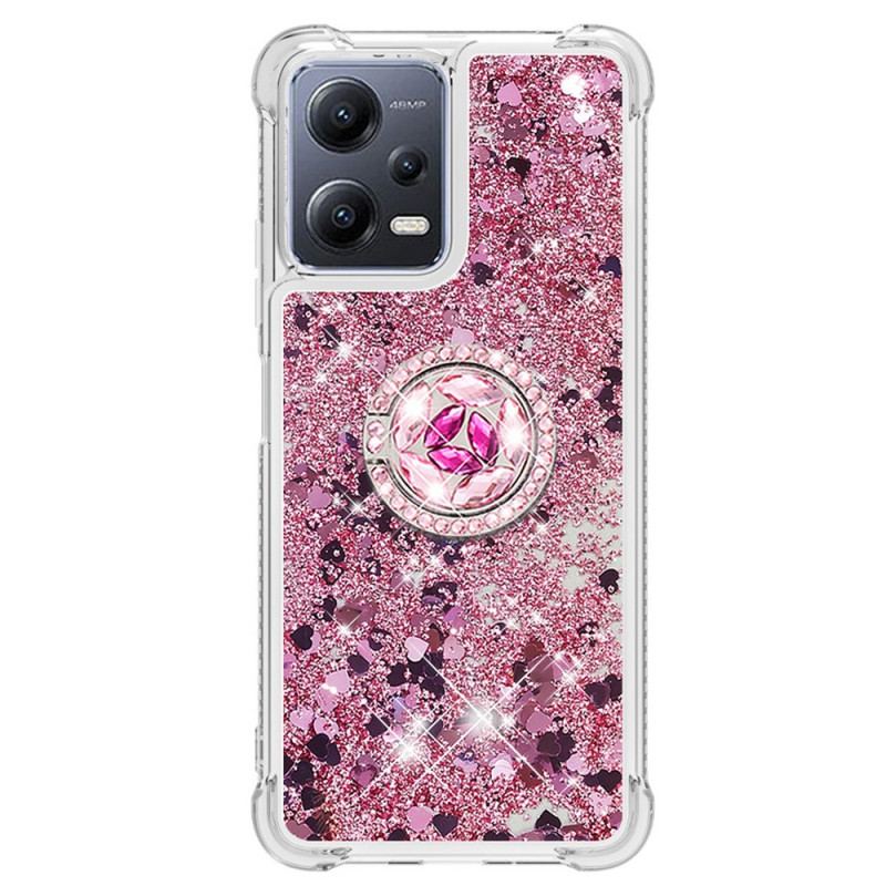 Coque Xiaomi Redmi Note 12/Poco X5 5G Paillettes Colorées Anneau-Support