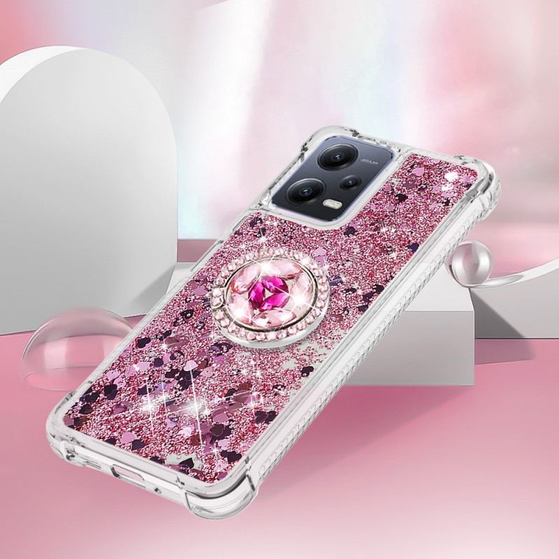 Coque Xiaomi Redmi Note 12/Poco X5 5G Paillettes Colorées Anneau-Support