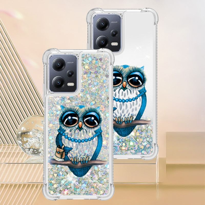 Coque Xiaomi Redmi Note 12/Poco X5 5G Paillettes Miss Hibou