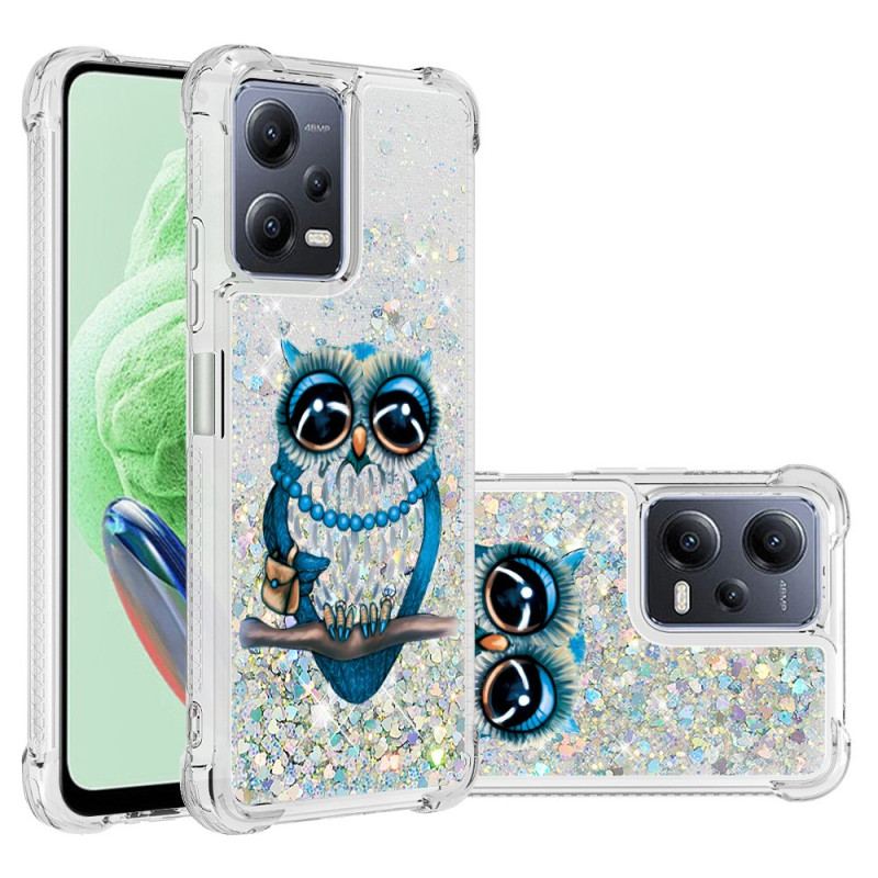 Coque Xiaomi Redmi Note 12/Poco X5 5G Paillettes Miss Hibou