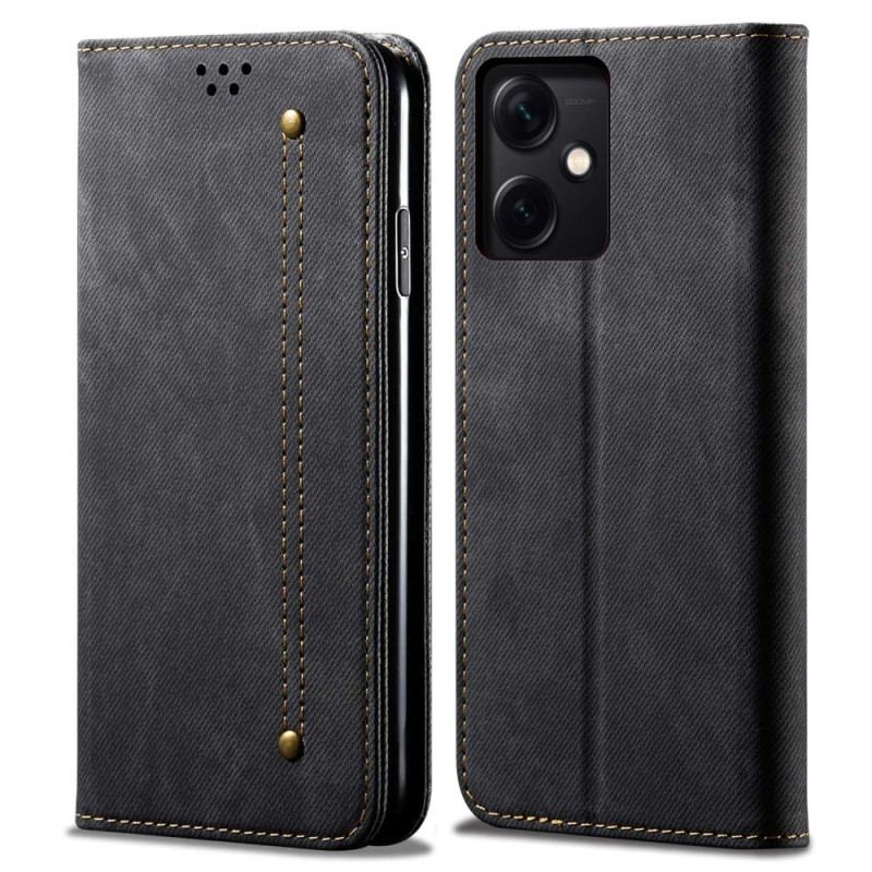 Flip Cover Xiaomi Redmi Note 12/Poco X5 5G Tissu Jeans