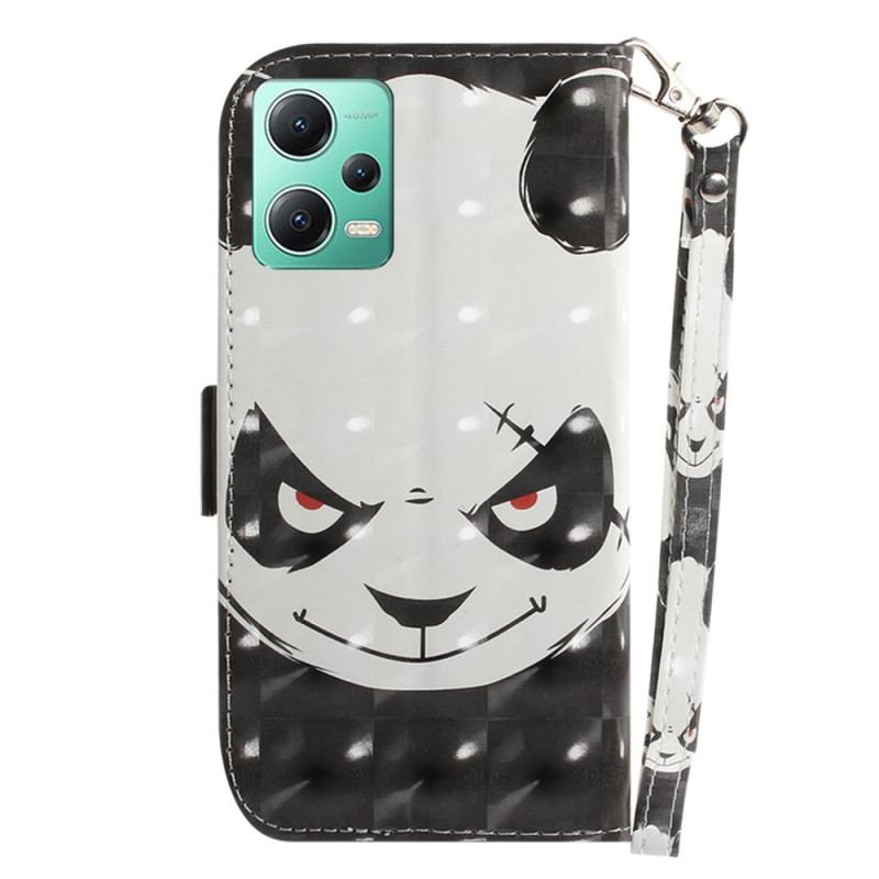 Housse Xiaomi Redmi Note 12/Poco X5 5G Angry Panda à Lanière