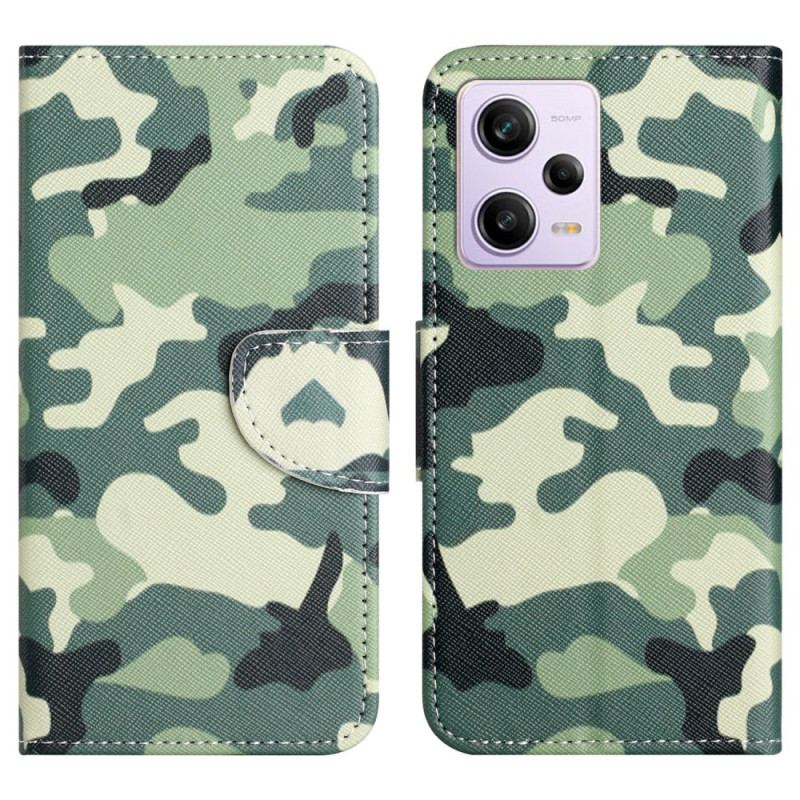 Housse Xiaomi Redmi Note 12/Poco X5 5G Camouflage à Lanière